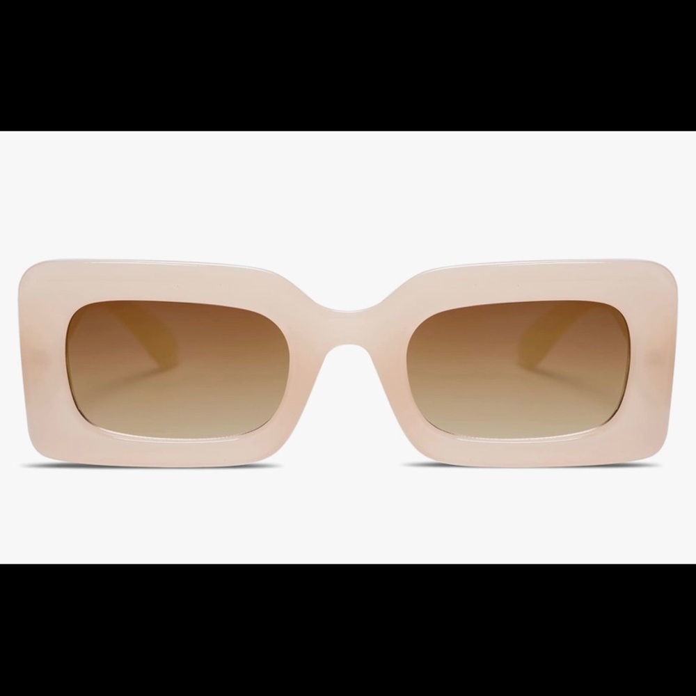NEW Retro 90s Nude Rectangle Sunglasses For Women Trendy Chunky Glasses Pebble